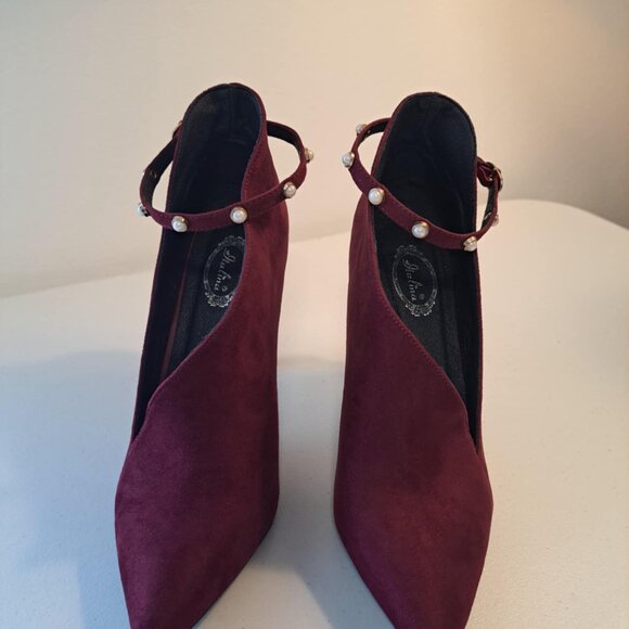 COMPAGNIA ITALIANA HEELS WOMENS SIZE 7.5 BURGANDY SUEDE - Picture 3 of 6